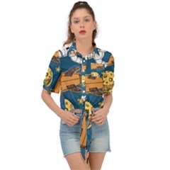 Missile Pattern Tie Front Shirt  by Amaryn4rt