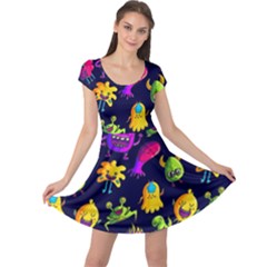 Space Patterns Cap Sleeve Dress