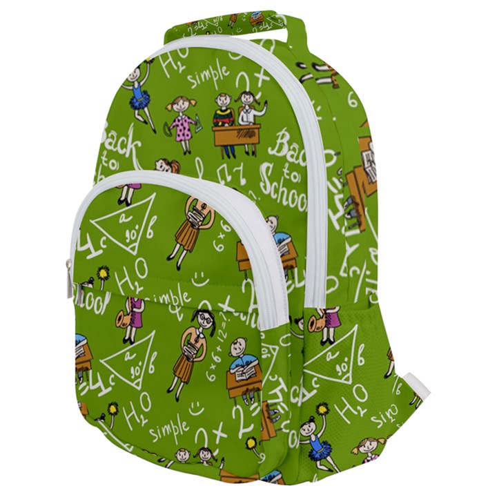 Seamless Pattern With Kids Rounded Multi Pocket Backpack