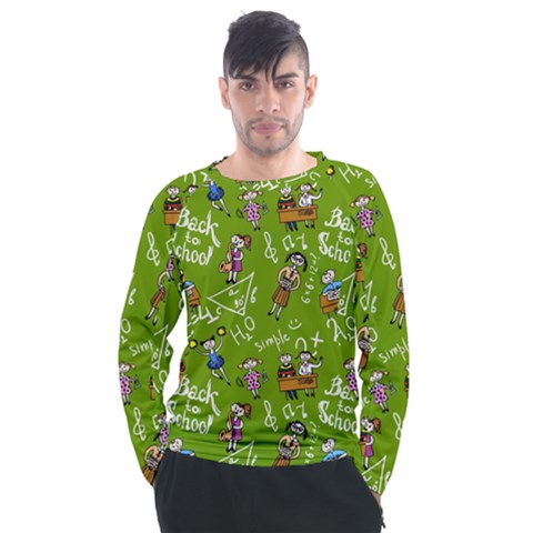 Seamless Pattern With Kids Men s Long Sleeve Raglan Tee by Amaryn4rt