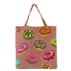 Doughnut Doodle Colorful Seamless Pattern Grocery Tote Bag by Amaryn4rt