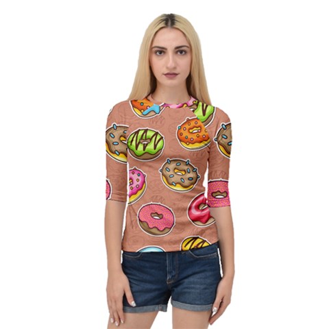 Doughnut Doodle Colorful Seamless Pattern Quarter Sleeve Raglan Tee by Amaryn4rt