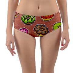 Doughnut Doodle Colorful Seamless Pattern Reversible Mid-waist Bikini Bottoms by Amaryn4rt