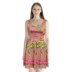 Doughnut Doodle Colorful Seamless Pattern Split Back Mini Dress  by Amaryn4rt