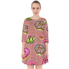 Doughnut Doodle Colorful Seamless Pattern Smock Dress by Amaryn4rt