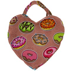 Doughnut Doodle Colorful Seamless Pattern Giant Heart Shaped Tote by Amaryn4rt