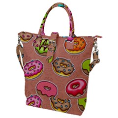 Doughnut Doodle Colorful Seamless Pattern Buckle Top Tote Bag by Amaryn4rt