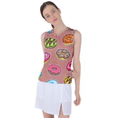 Doughnut Doodle Colorful Seamless Pattern Women s Sleeveless Sports Top by Amaryn4rt