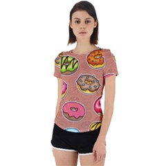 Doughnut Doodle Colorful Seamless Pattern Back Cut Out Sport Tee by Amaryn4rt