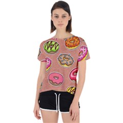 Doughnut Doodle Colorful Seamless Pattern Open Back Sport Tee