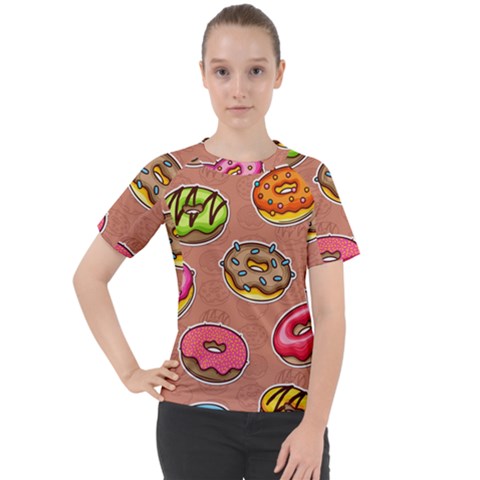 Doughnut Doodle Colorful Seamless Pattern Women s Sport Raglan Tee by Amaryn4rt