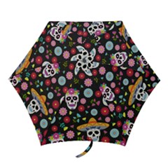 Day Dead Skull With Floral Ornament Flower Seamless Pattern Mini Folding Umbrellas by Amaryn4rt