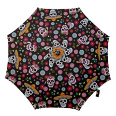 Day Dead Skull With Floral Ornament Flower Seamless Pattern Hook Handle Umbrellas (large) by Amaryn4rt