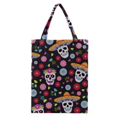 Day Dead Skull With Floral Ornament Flower Seamless Pattern Classic Tote Bag by Amaryn4rt