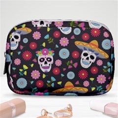 Day Dead Skull With Floral Ornament Flower Seamless Pattern Make Up Pouch (small) by Amaryn4rt