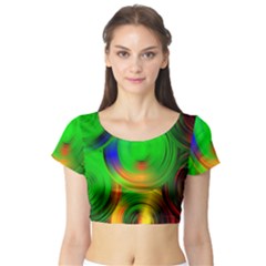 Pebbles In A Rainbow Pond Short Sleeve Crop Top by ScottFreeArt