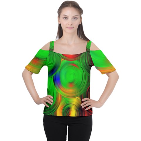 Pebbles In A Rainbow Pond Cutout Shoulder Tee by ScottFreeArt