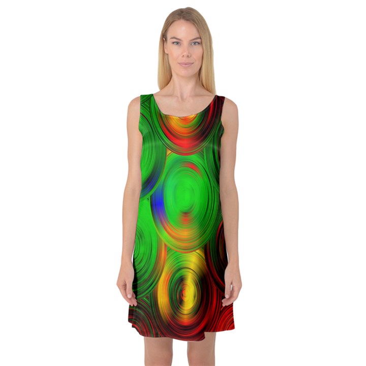 Pebbles In A Rainbow Pond Sleeveless Satin Nightdress