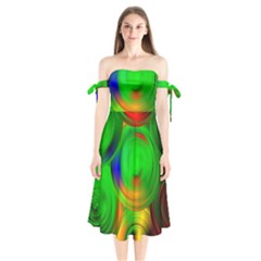 Pebbles In A Rainbow Pond Shoulder Tie Bardot Midi Dress by ScottFreeArt