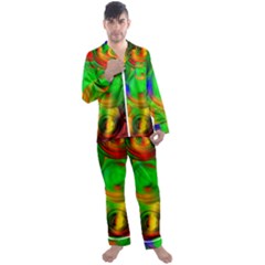 Pebbles In A Rainbow Pond Men s Long Sleeve Satin Pyjamas Set by ScottFreeArt