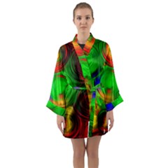 Pebbles In A Rainbow Pond Long Sleeve Satin Kimono by ScottFreeArt