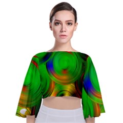 Pebbles In A Rainbow Pond Tie Back Butterfly Sleeve Chiffon Top by ScottFreeArt