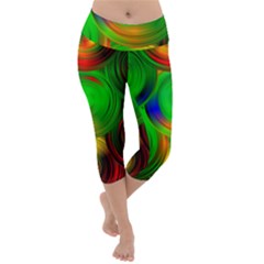 Pebbles In A Rainbow Pond Lightweight Velour Capri Yoga Leggings by ScottFreeArt