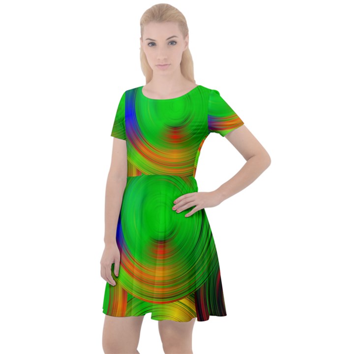 Pebbles In A Rainbow Pond Cap Sleeve Velour Dress 