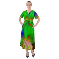 Pebbles In A Rainbow Pond Front Wrap High Low Dress by ScottFreeArt