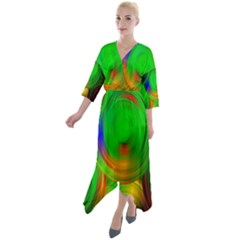 Pebbles In A Rainbow Pond Quarter Sleeve Wrap Front Maxi Dress by ScottFreeArt