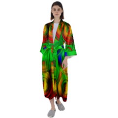 Pebbles In A Rainbow Pond Maxi Satin Kimono by ScottFreeArt