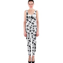 Black And White Ethnic Print One Piece Catsuit by dflcprintsclothing