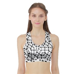 Black And White Ethnic Print Sports Bra With Border