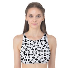 Black And White Ethnic Print Tank Bikini Top