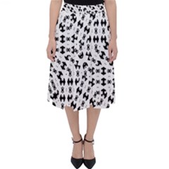 Black And White Ethnic Print Classic Midi Skirt