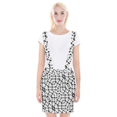 Black And White Ethnic Print Braces Suspender Skirt