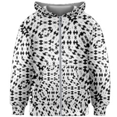 Black And White Ethnic Print Kids  Zipper Hoodie Without Drawstring