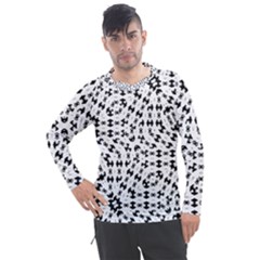 Black And White Ethnic Print Men s Pique Long Sleeve Tee