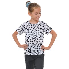 Black And White Ethnic Print Kids  Mesh Piece Tee