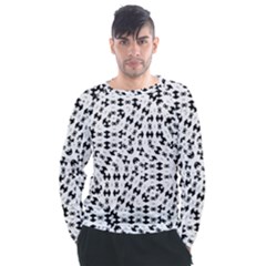 Black And White Ethnic Print Men s Long Sleeve Raglan Tee