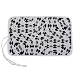 Black And White Ethnic Print Pen Storage Case (m)