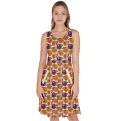 Fruit Tree Salad Pattern Knee Length Skater Dress With Pockets by emilyzragz