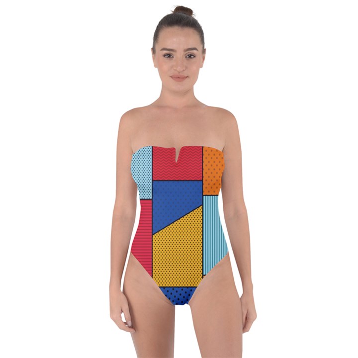 Dotted Colors Background Pop Art Style Vector Tie Back One Piece Swimsuit