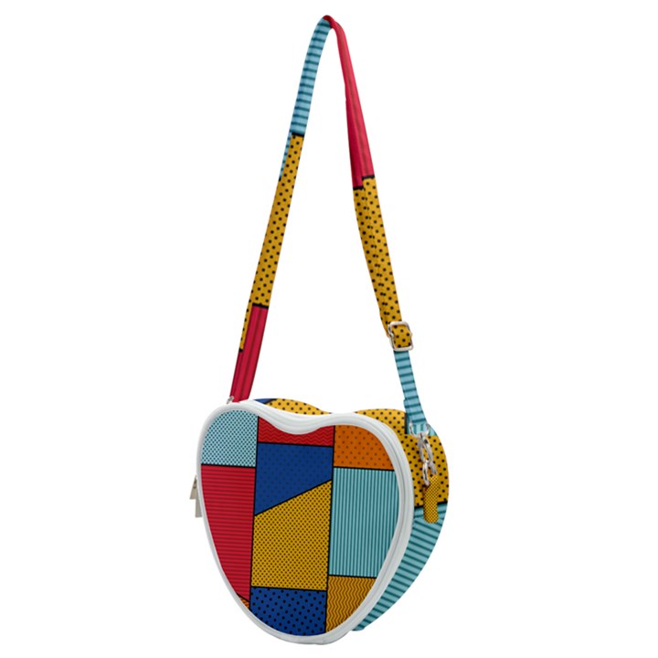 Dotted Colors Background Pop Art Style Vector Heart Shoulder Bag