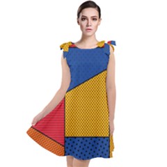 Dotted Colors Background Pop Art Style Vector Tie Up Tunic Dress by Amaryn4rt