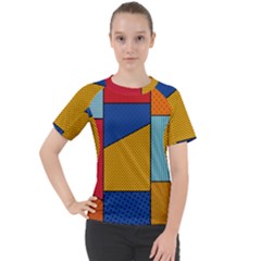 Dotted Colors Background Pop Art Style Vector Women s Sport Raglan Tee