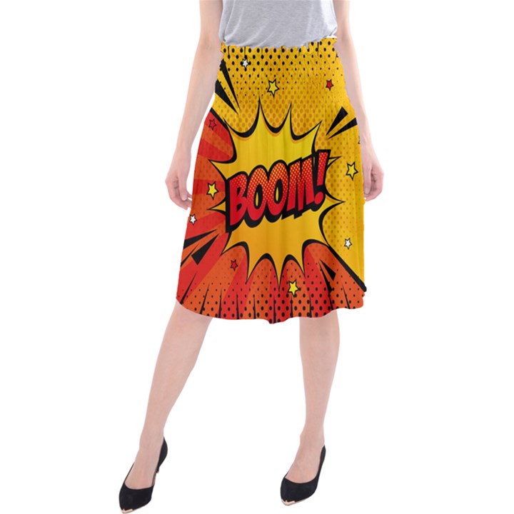 Explosion Boom Pop Art Style Midi Beach Skirt