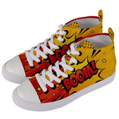 Explosion Boom Pop Art Style Women s Mid-top Canvas Sneakers by Amaryn4rt