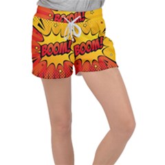 Explosion Boom Pop Art Style Velour Lounge Shorts by Amaryn4rt