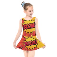 Explosion Boom Pop Art Style Kids  Skater Dress Swimsuit by Amaryn4rt